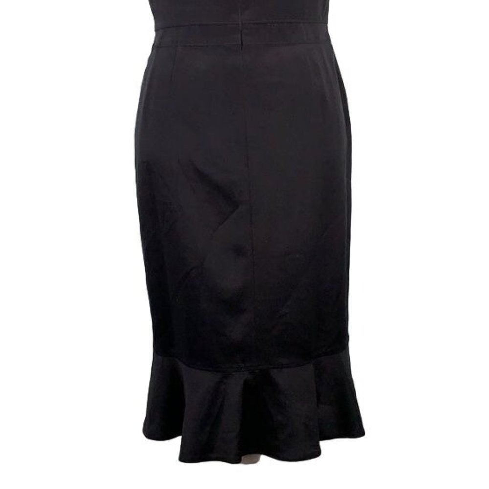 Eccoci Black Silk Sleeveless Sheath Dress 6 Black Lined Zip Scoop Neck Midi - Picture 6 of 7